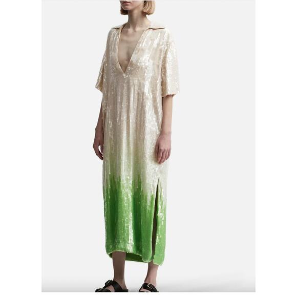 Anthropologie Dhruv Kapoor Short-Sleeve Collared Sequin Midi Dress Sze Small NWT - Picture 15 of 15